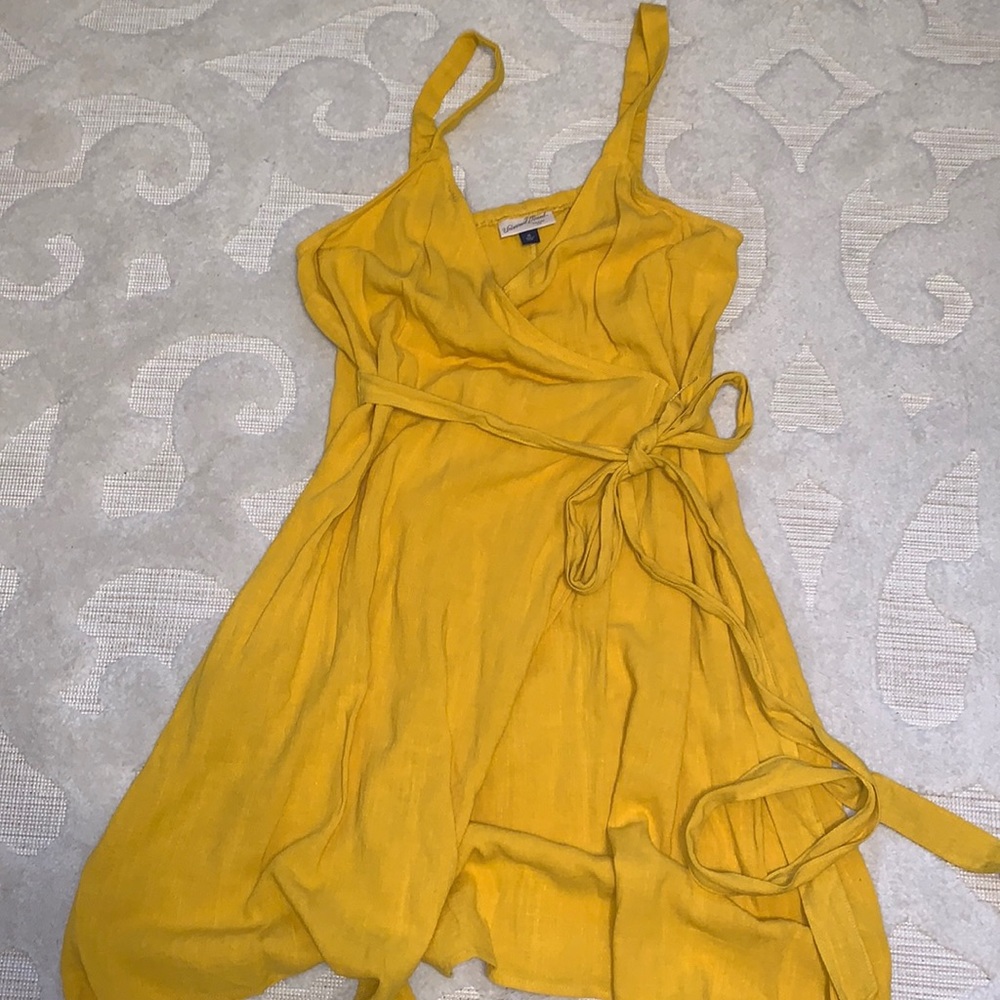 Yellow wrap dress